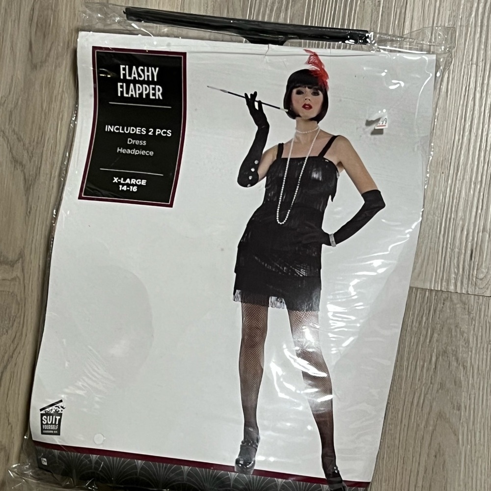 Flashy Flapper Adult 2 Piece Women’s Costume - NWT dress & headpiece sx XL - Picture 3 of 4